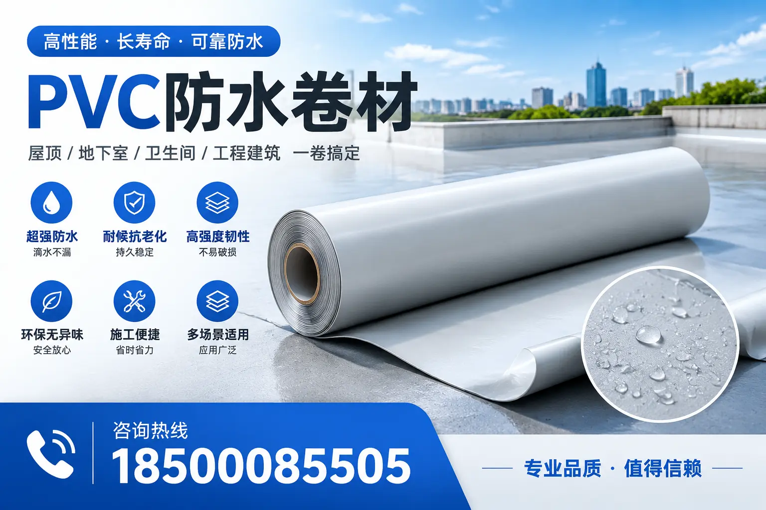 PVC防水卷材的防水效果评测，适合中卫的科学依据